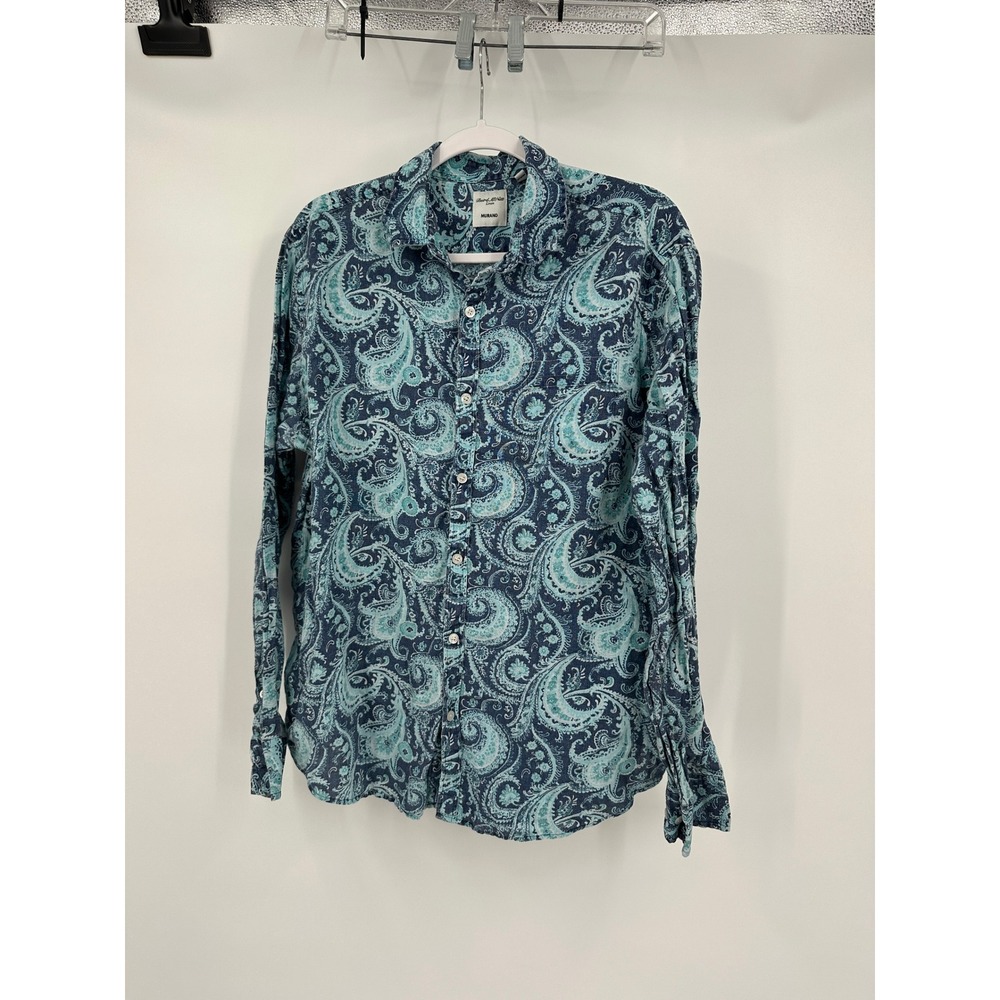 Murano Baird‎ McNutt Mens Linen Paisley Shirt Size L Coastal Grandfather Preppy